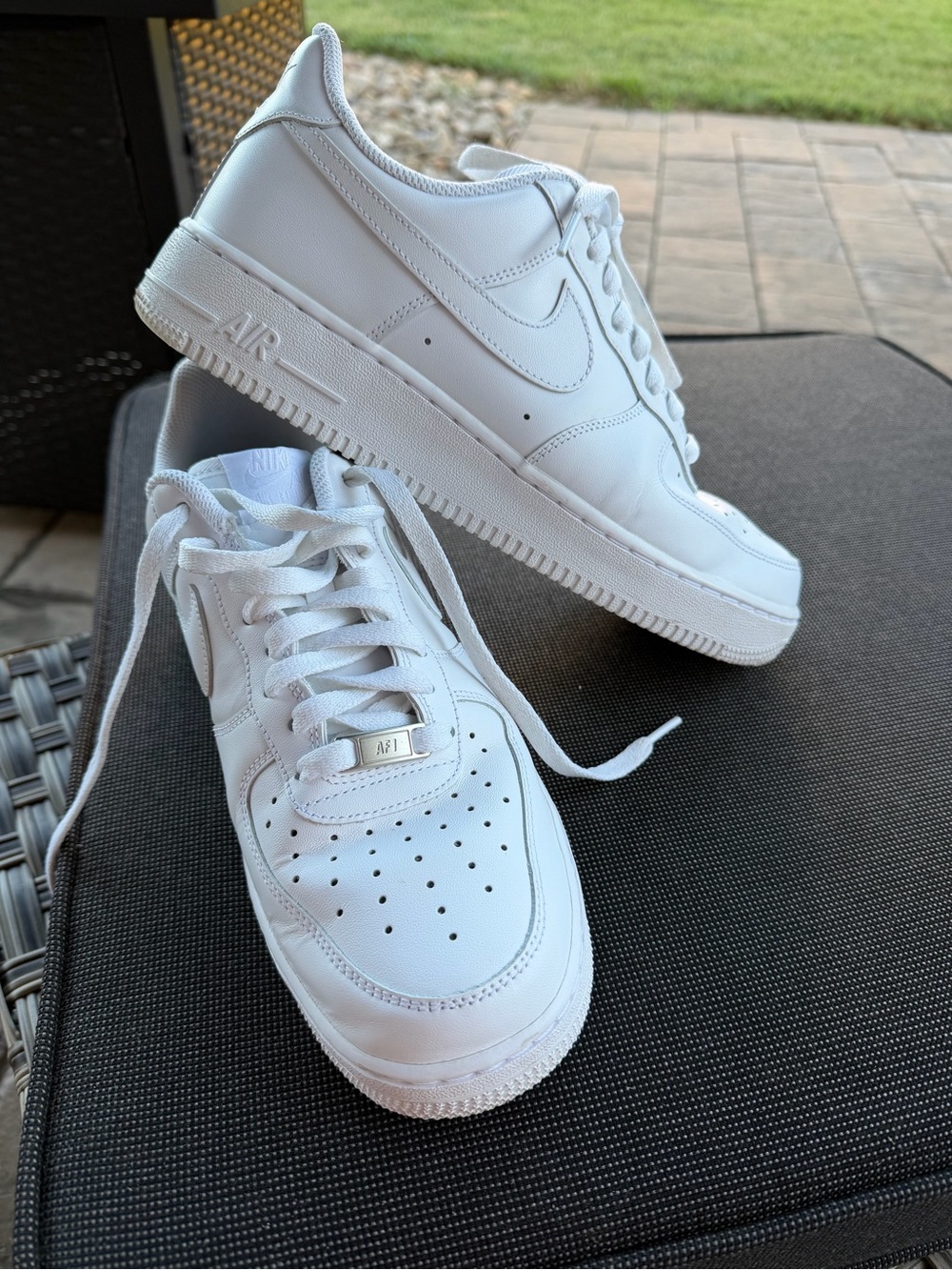 Nike Air Force 1 size 9.5  All-White Low-Top Leather Sneakers
